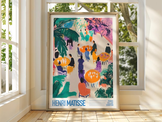 Henri Matisse Colorful Cafe Gathering France Collage Exhibition Poster