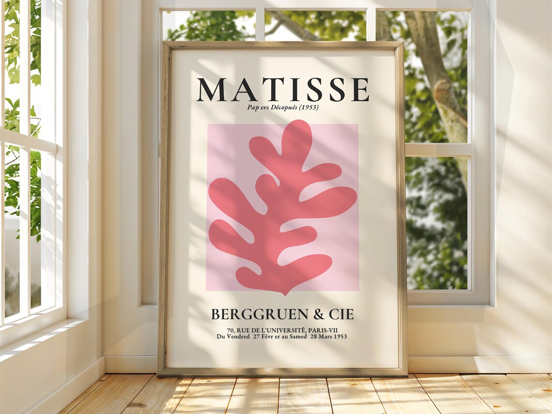 Henri Matisse Coral Pink Paper Cutout 1953 Exhibition Poster