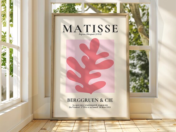 Henri Matisse Coral Pink Paper Cutout 1953 Exhibition Poster
