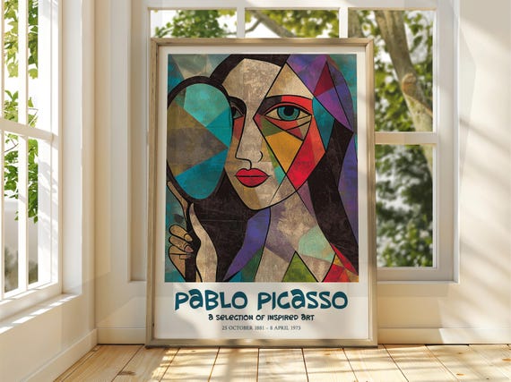 Pablo Picasso Art Exhibition Print Cubism Surrealism Poster Abstract Gallery Home Decor Face