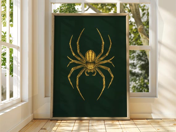 Bold Spider Poster Wall Art Animal Illustration Bright Home Decor Green