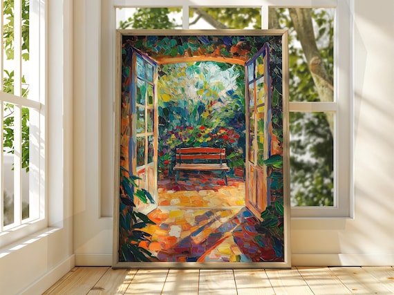 Henri Matisse Style Floral Patio Bench Garden Decorative Poster