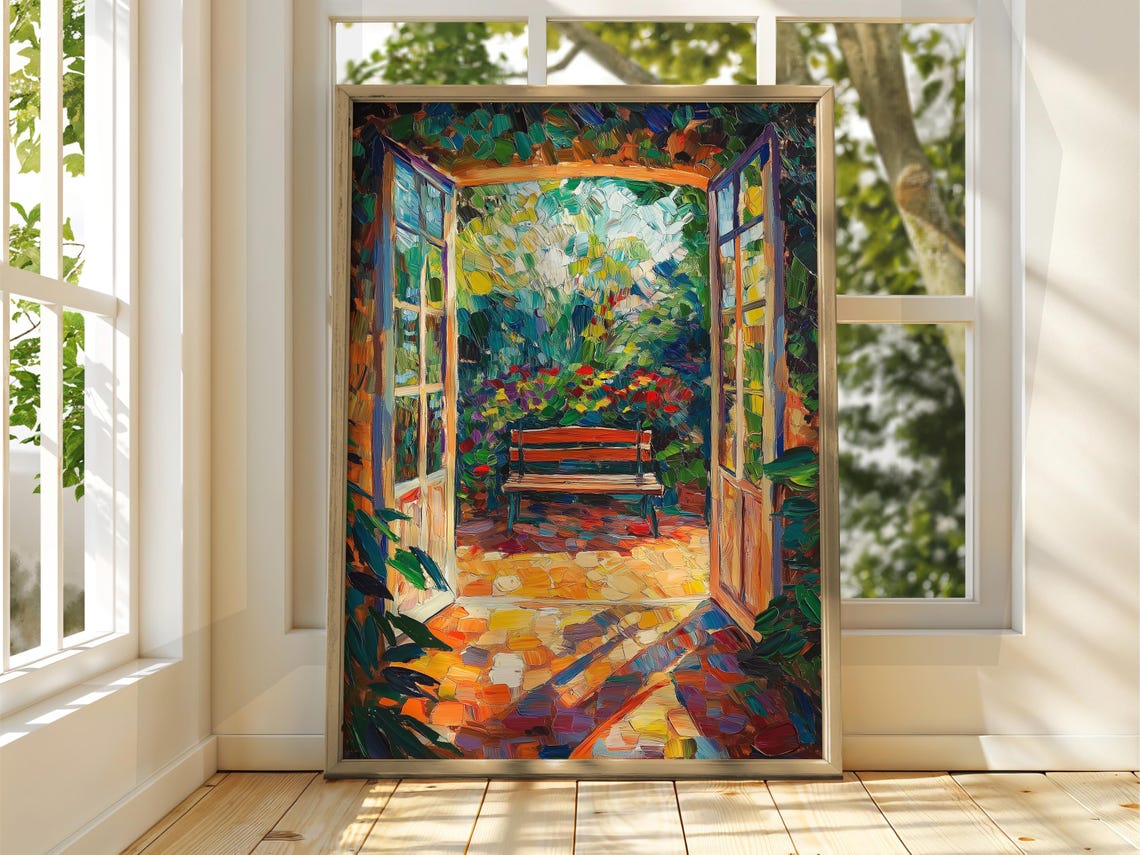 Henri Matisse Style Floral Patio Bench Garden Decorative Poster