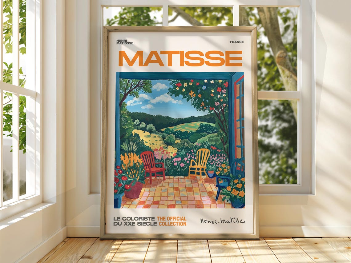 Henri Matisse Style Sunlit Terrace Garden Chairs Exhibition Poster Art