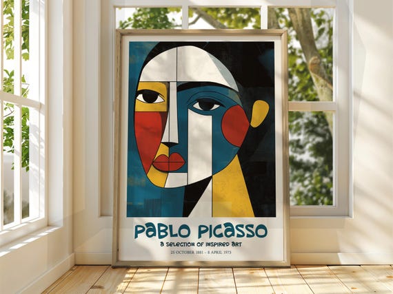 Pablo Picasso Art Exhibition Print Cubism Surrealism Poster Abstract Gallery Home Decor Face