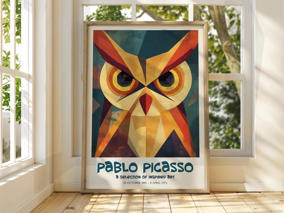 Pablo Picasso Art Exhibition Print Cubism Surrealism Poster Abstract Gallery Home Decor Owl