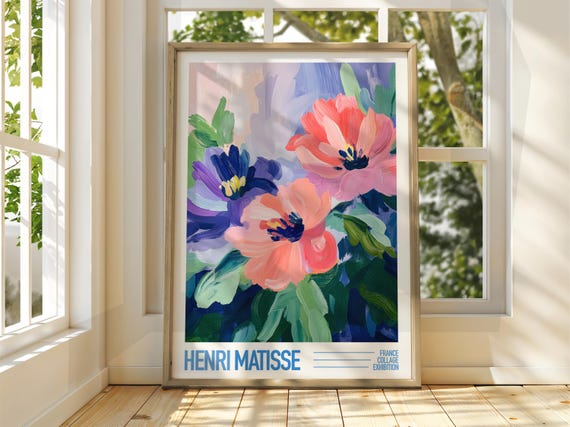 Henri Matisse Style Flower Vase Exhibition Print Gallery Classic Art Floral Wall