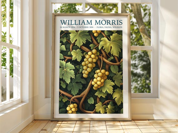 William Morris Grapevine Leaves Golden Grapes Botanical Art Poster