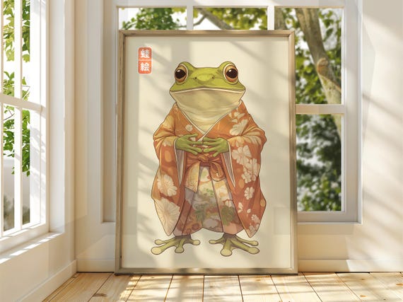 Japanese Vintage Frog Art Matsumoto Hoji Wall Animal Poster Funny Print