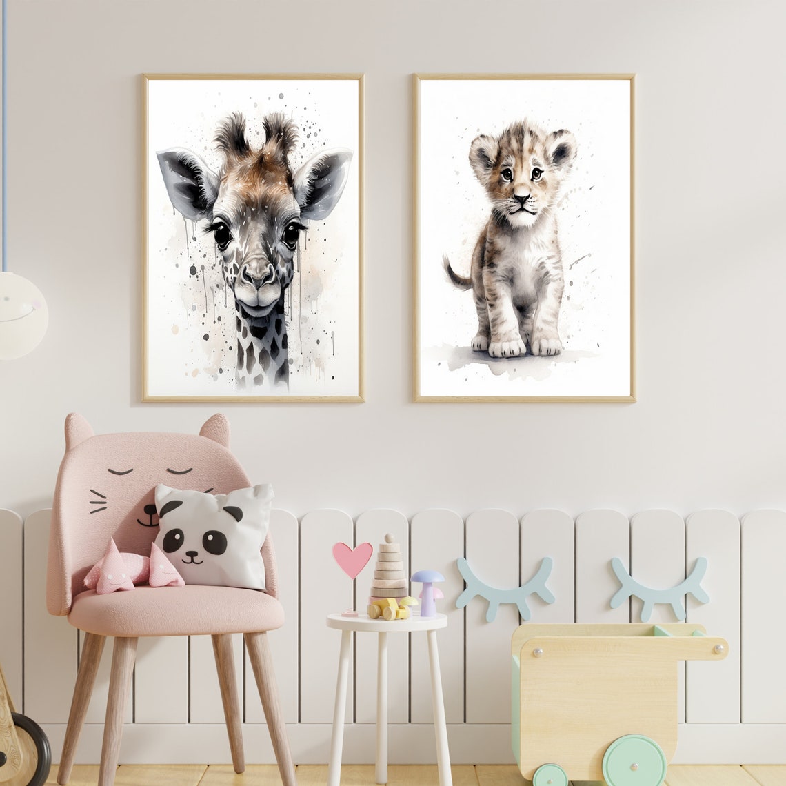 Adorable Baby Giraffe Portrait Watercolor Safari Nursery Poster - Image 3