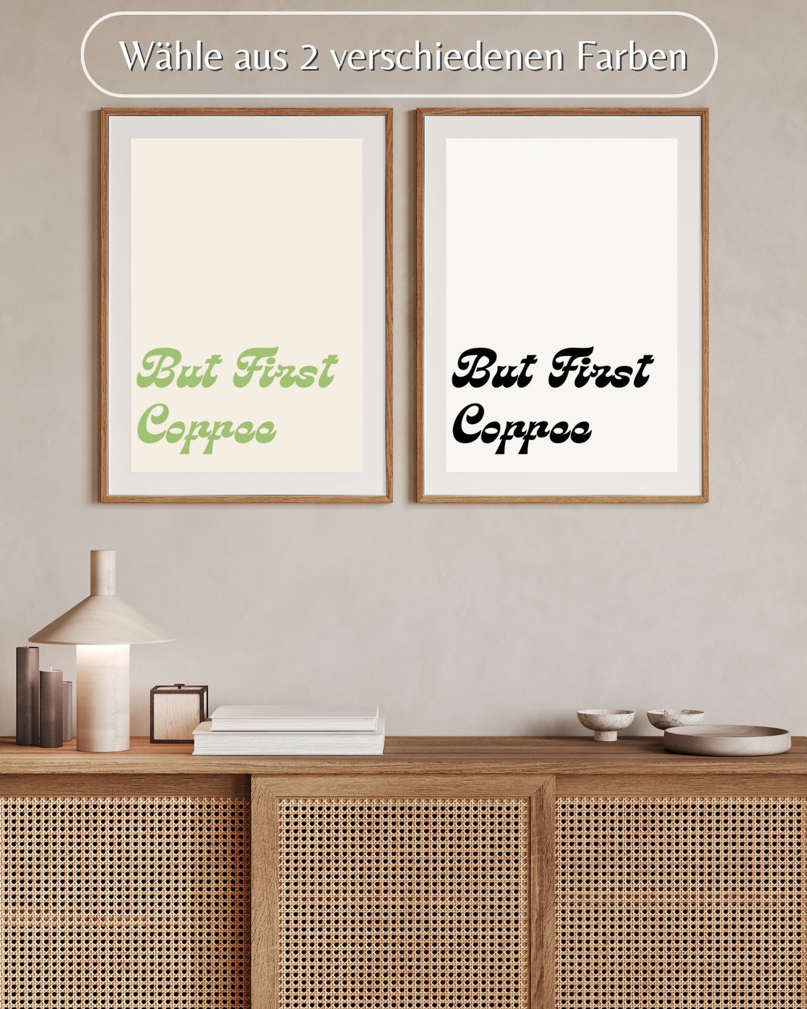 But First Coppee Funny Retro Green Script Kitchen Quote Poster - Image 4