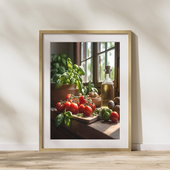 Kitchen Picture Tomato Basil Poster On Matte Premium Paper Decoration Wall Decoration