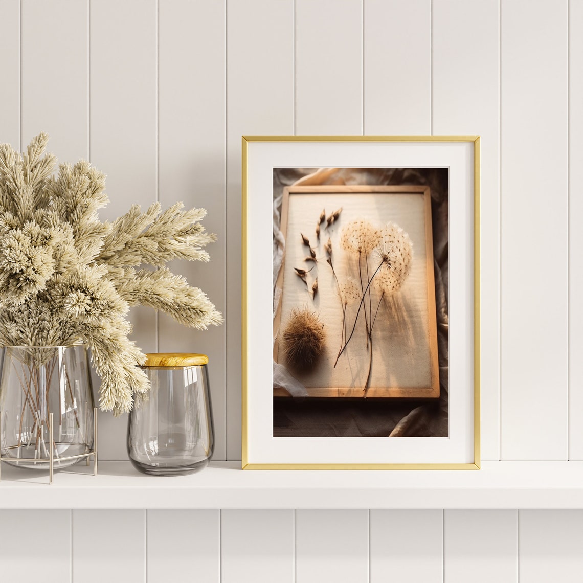Dried Dandelion Seed Heads Botanical Tray Vintage Style Poster - Image 4