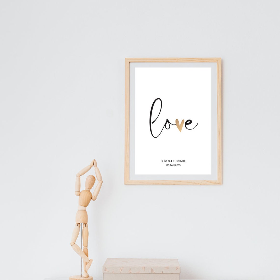 Personalizable Love Script Heart Names Date Romantic Couple Poster - Image 3