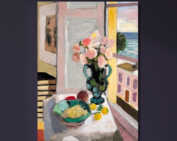 Safrano Roses At The Window Poster Art Wall Arts Safrano Roses At The Window By Henri Matisse Henri Matisse Arts Famous Print