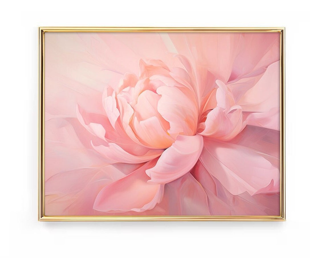 Pink Peony Macro Soft Blush Minimal Floral Closeup Art Poster