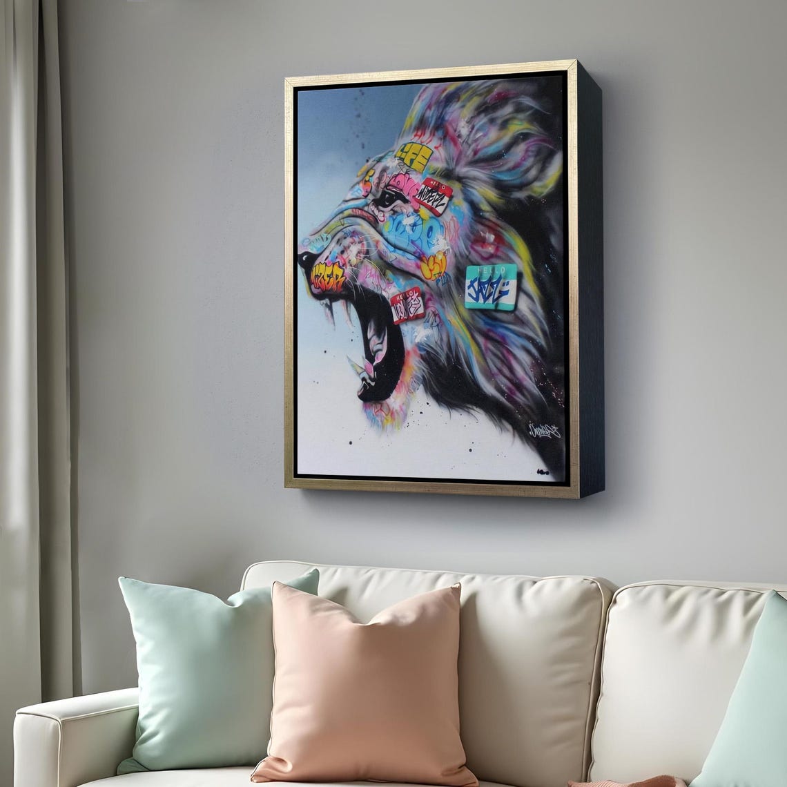 Colorful Roaring Lion Print Pop Art Street Art Street Print Street Wall Art Housewarming Gifts Large Wall Art - Image 4