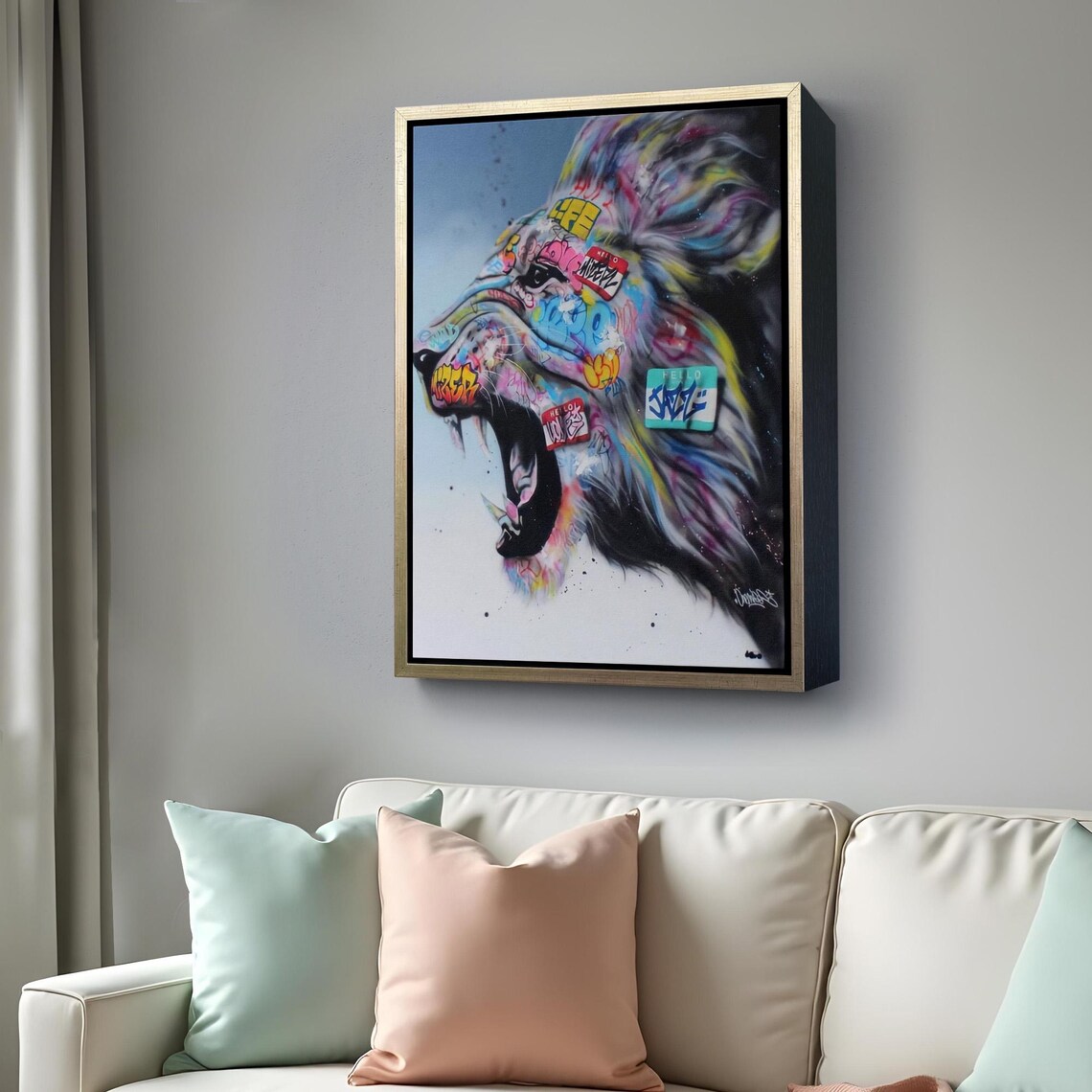 Roaring Lion Graffiti Pop Art Colorful Street Style Wild Animal Wall Art Poster - Image 4
