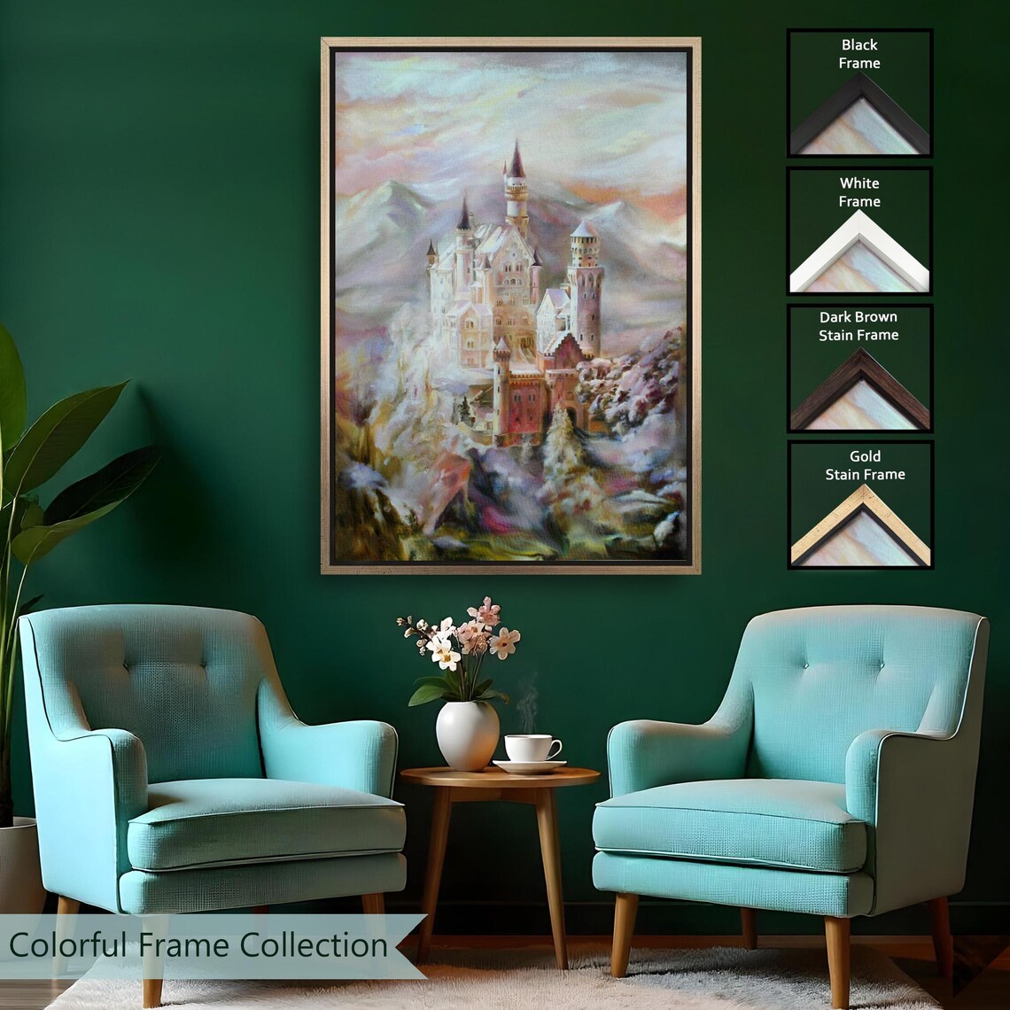 Castle Between Mountains, Modern Wall Decor - Image 2