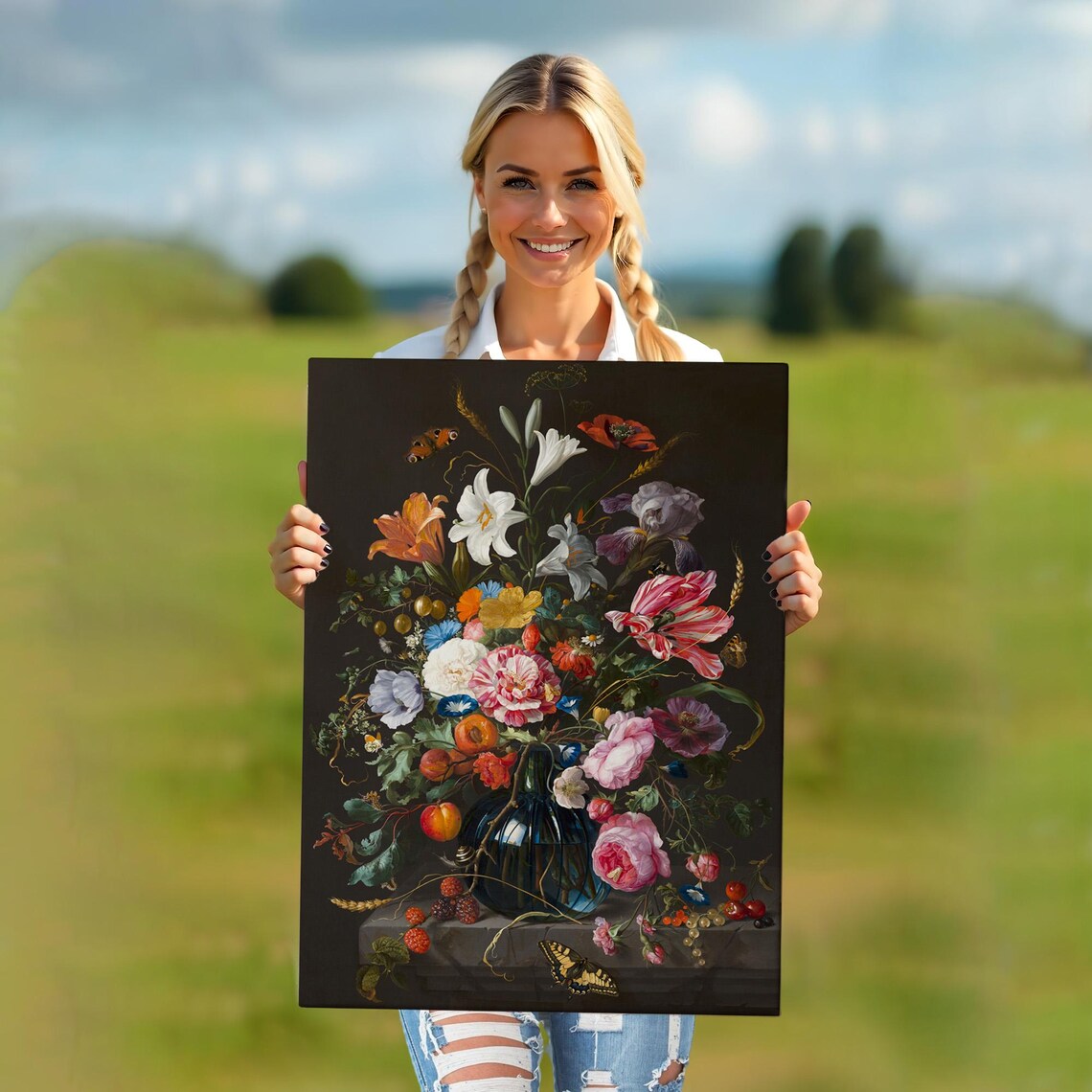Dutch Master Floral Still Life Oil Painting Dark Botanical Art Poster - Image 5