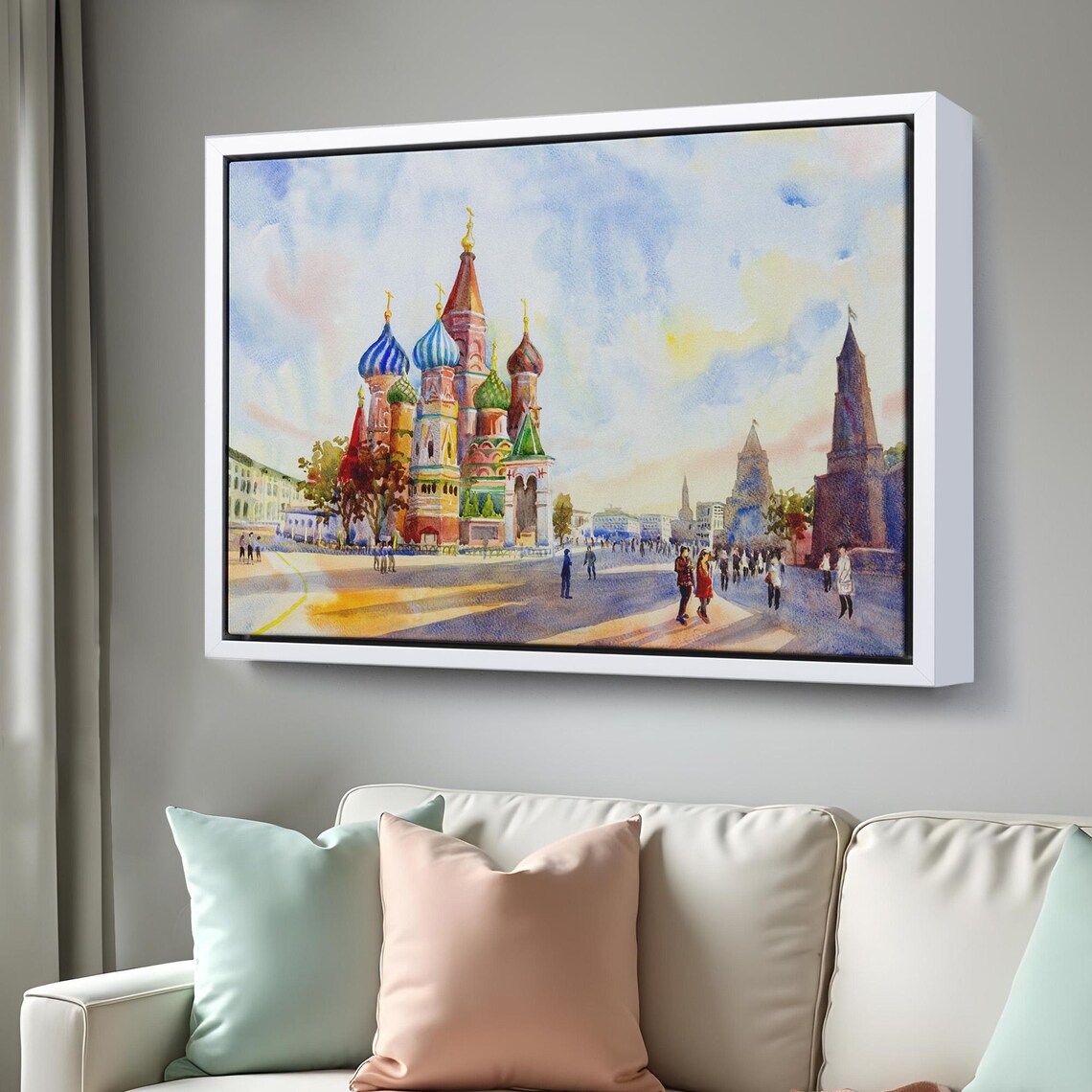 Saint Basils Cathedral Red Square Moscow Watercolor Russia View Poster - Image 3