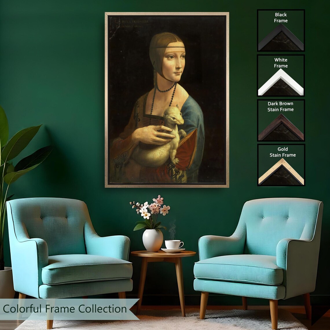 Lady With An Ermine Leonardo Da Vinci Renaissance Portrait Painting Poster - Image 2