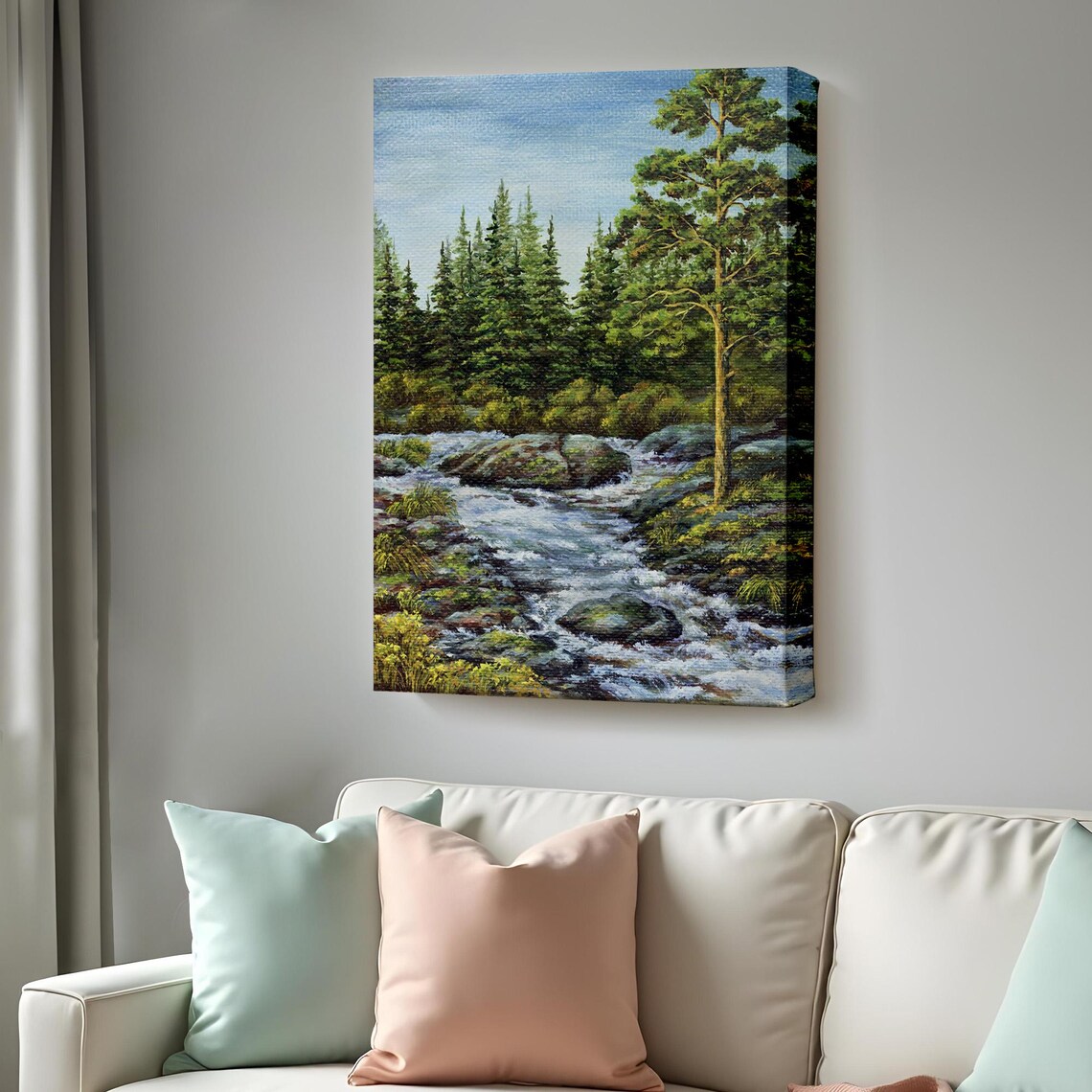 Stream Flowing From Forest Print Nature Wall Decor Nature Art Landscape Wall Table Nature Print