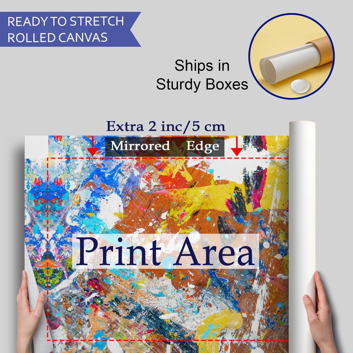 Colorful Abstract Paint Splatter Orange Blue Yellow Modern Art Poster - Image 4