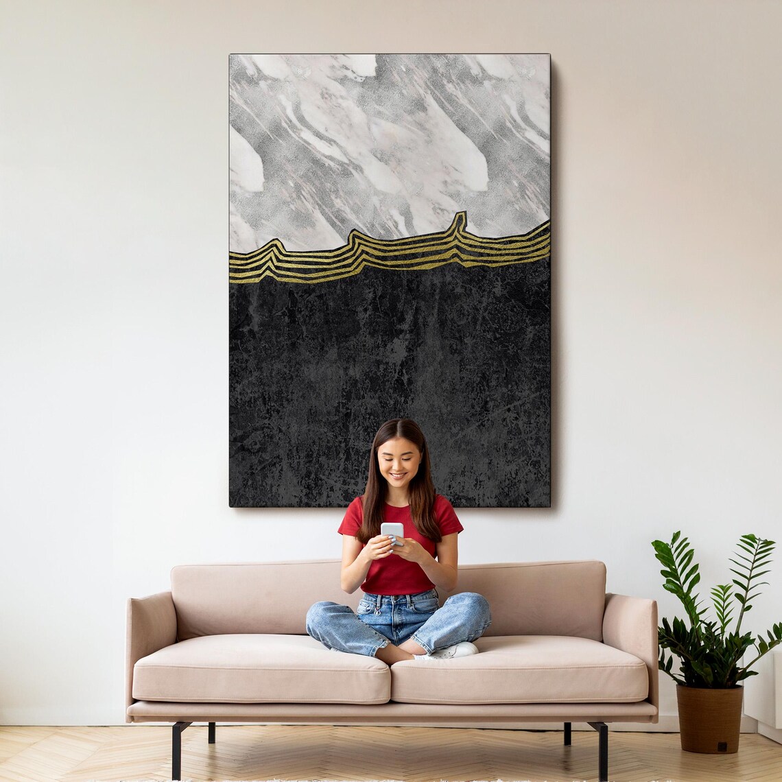 Black And White Marble Pattern Abstract Modern Art - Image 3