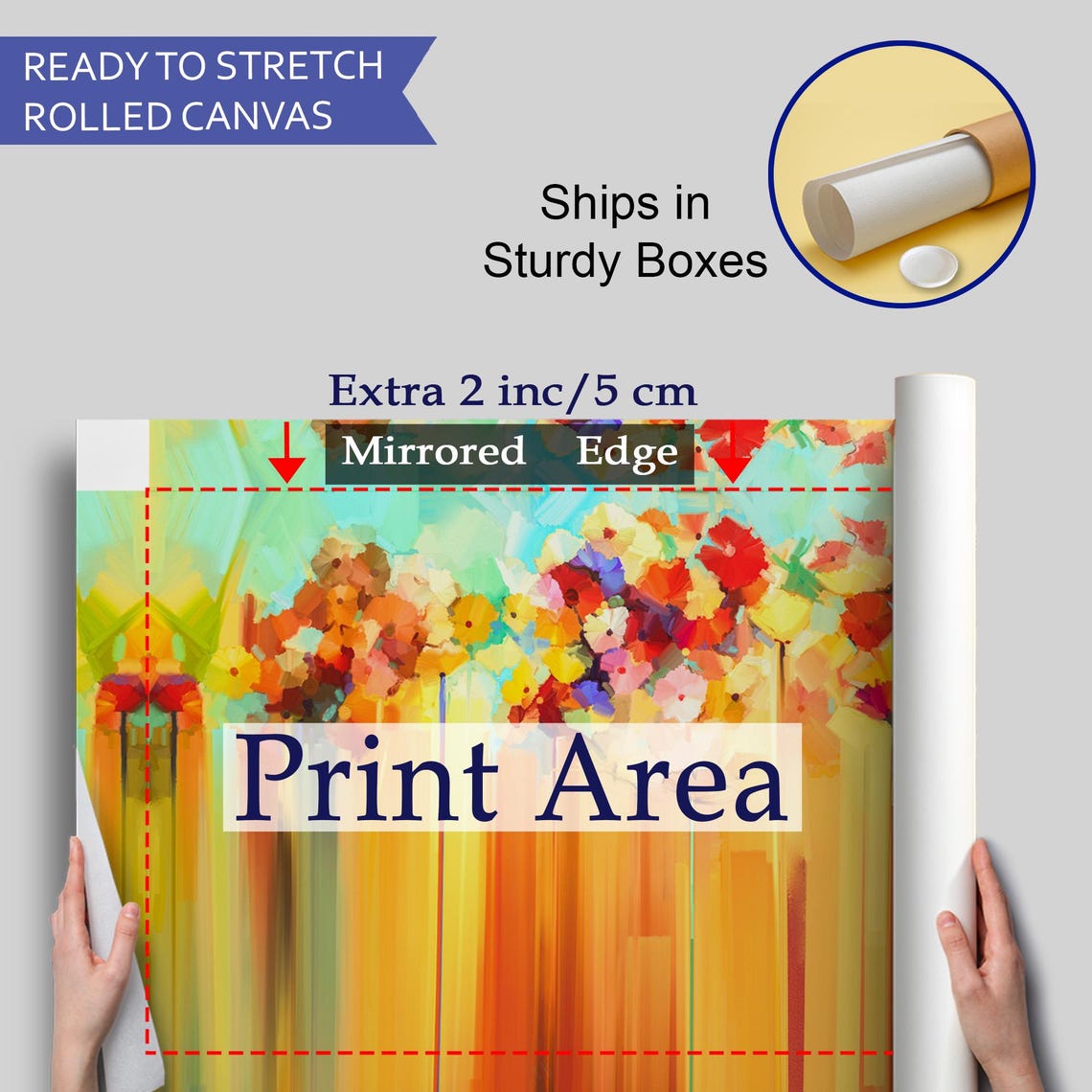 Abstract Orange Blossom Tall Stems Sunny Modern Floral Art Poster - Image 4