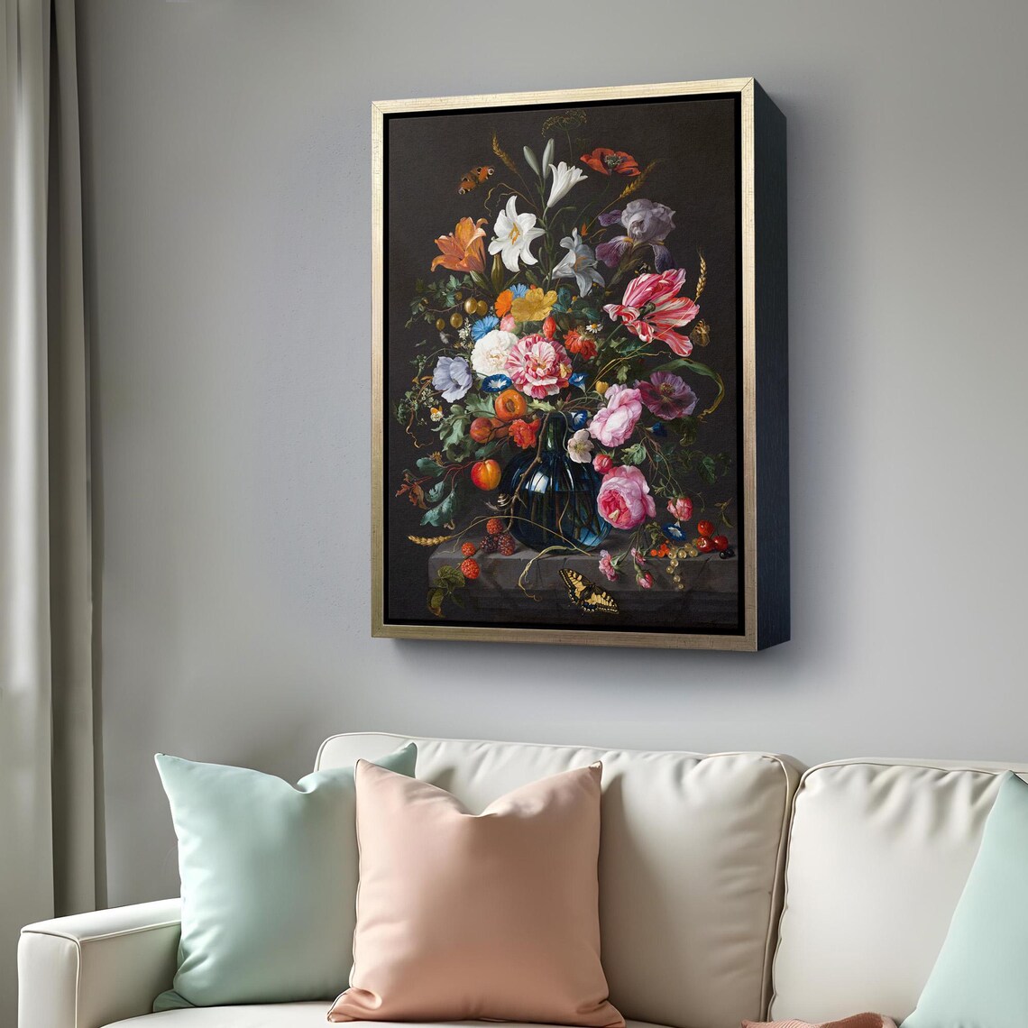 Dutch Master Floral Still Life Oil Painting Dark Botanical Art Poster - Image 4