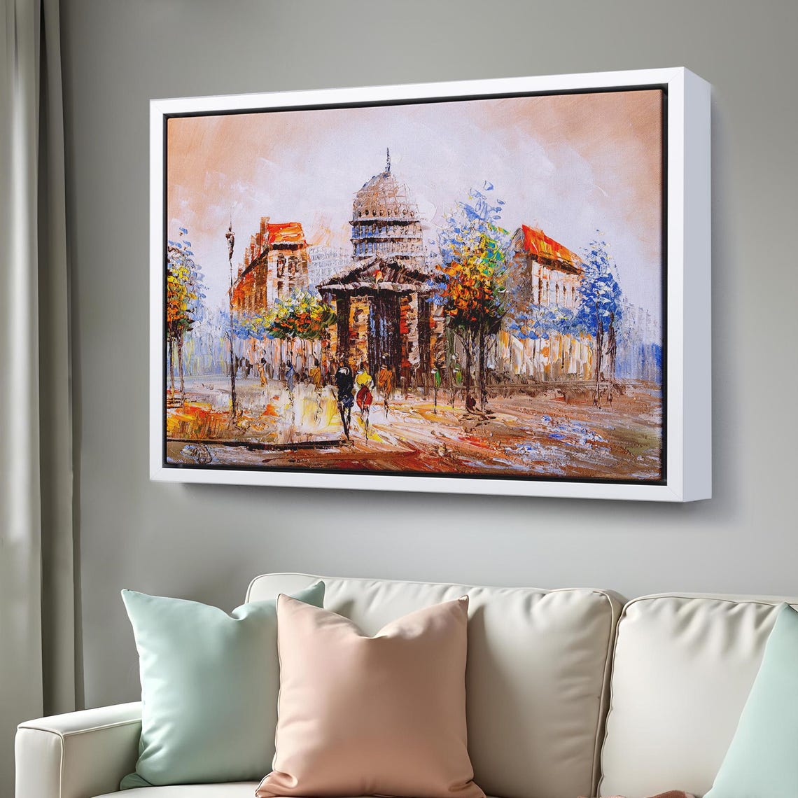 Paris Old Street Scene Domed Building Oil Painting Autumn City Poster - Image 3