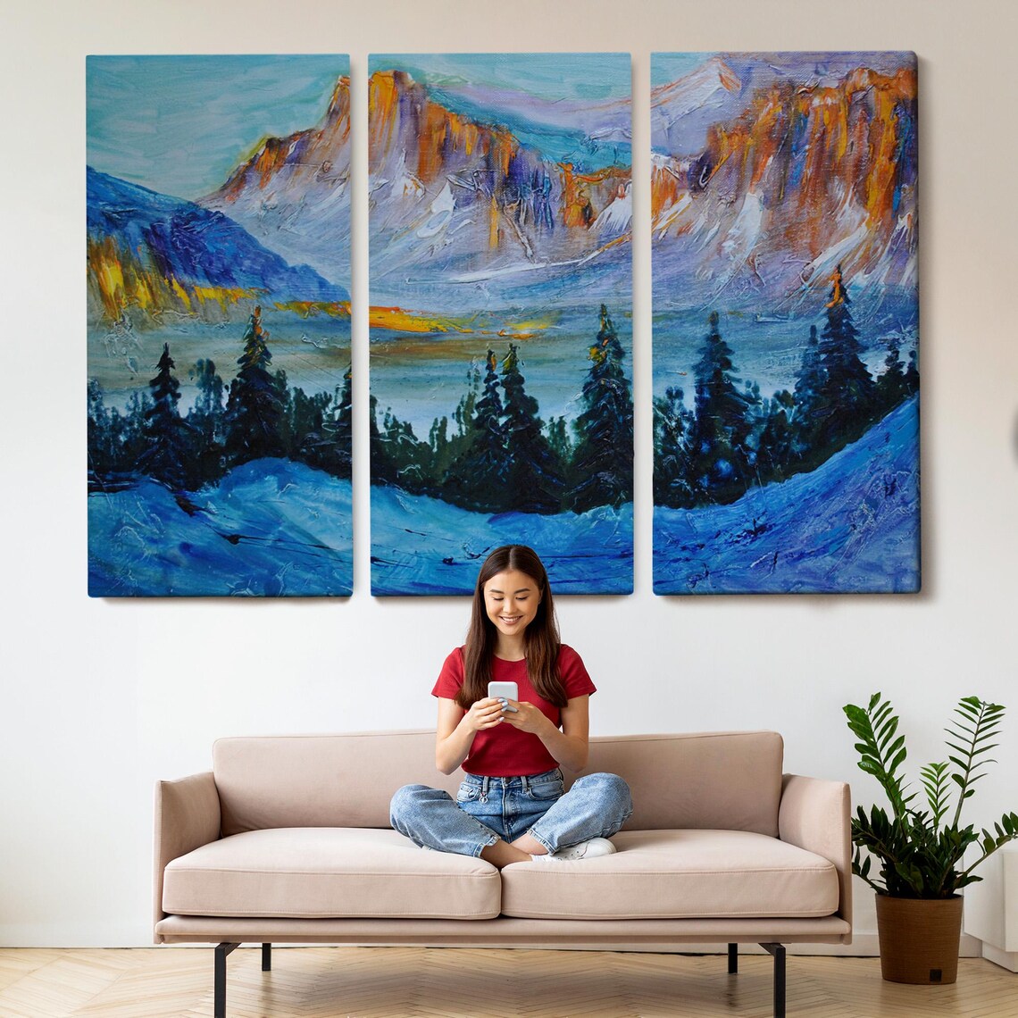 Mountain Forest Landscape Wall Painting Nature Wall Decor Nature Decor Nature Print Landscape Wall Table - Image 2