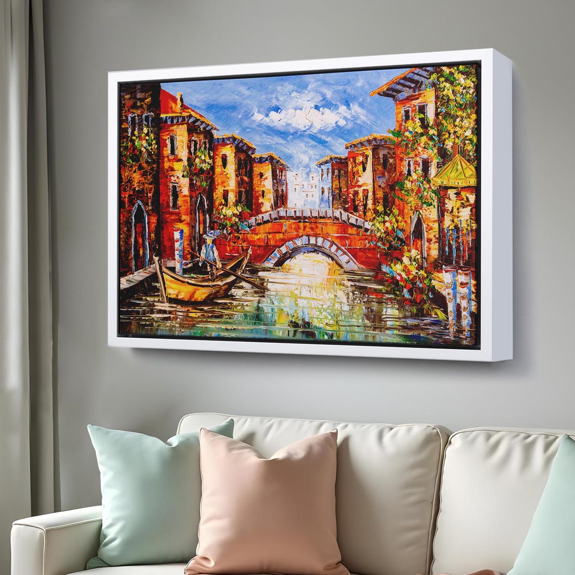 Venice Italy Canal Stone Bridge Gondolier Impressionist Poster - Image 3