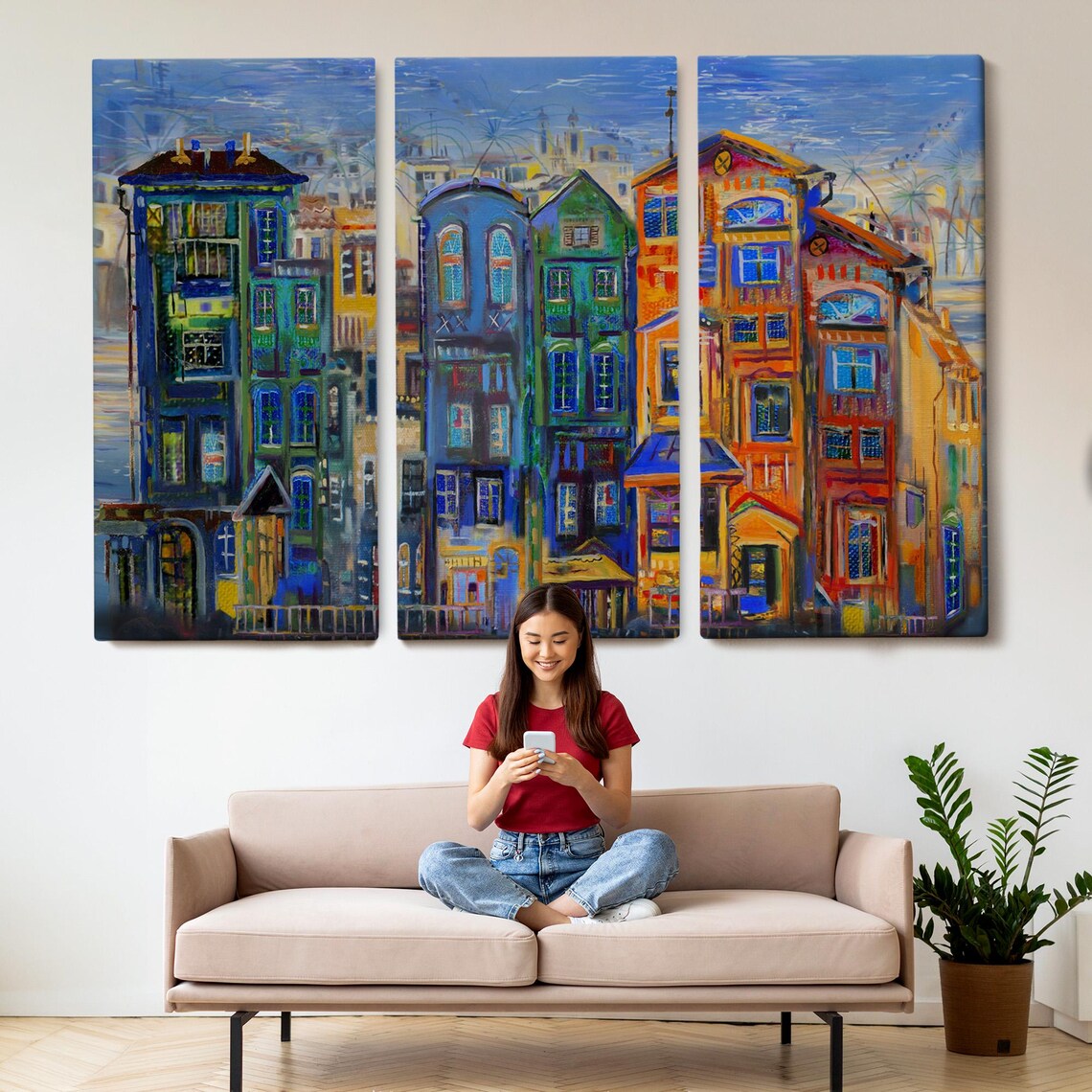 Colorful Holland Canal Houses Amsterdam Style Vibrant City Art Poster - Image 2