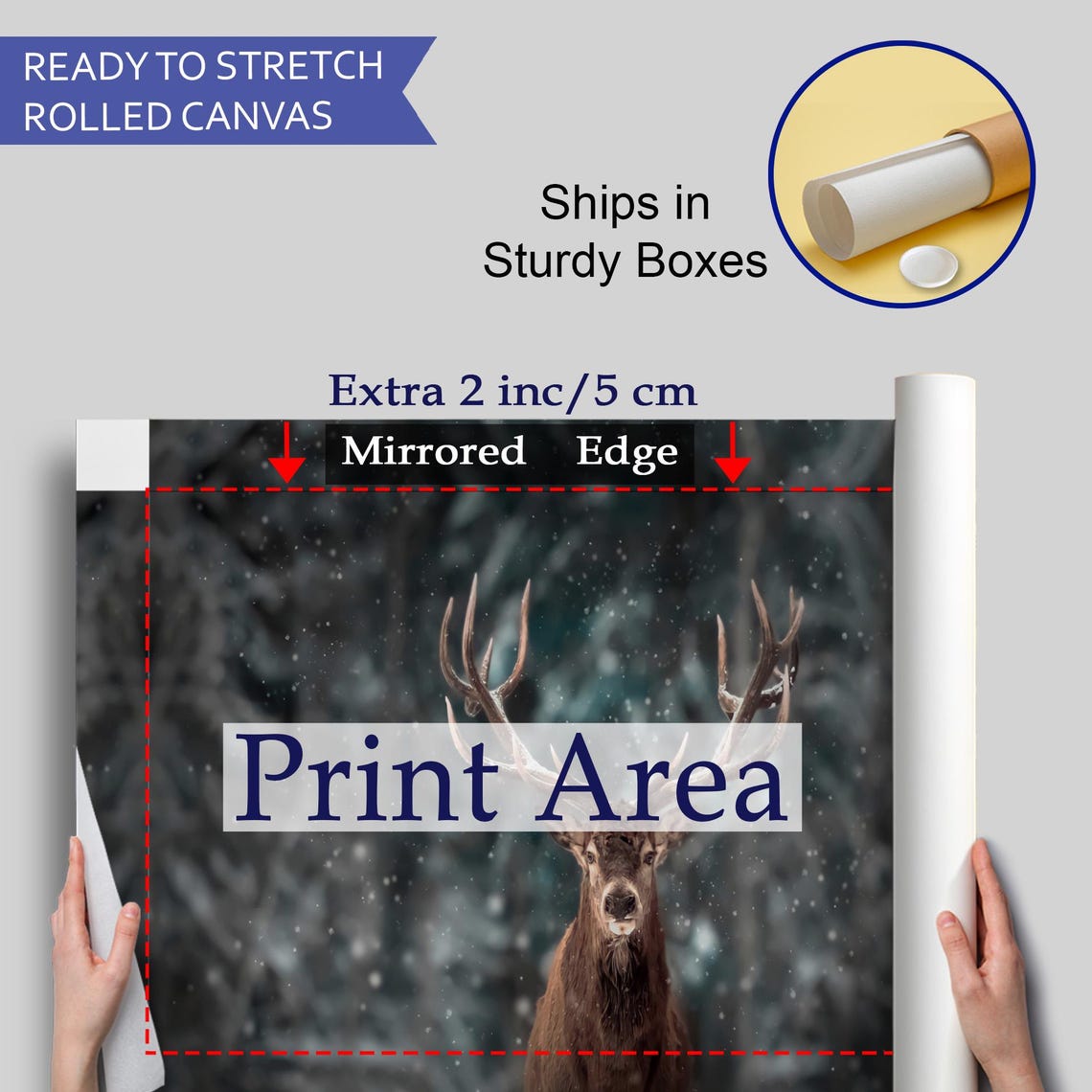 Majestic Stag in Snowy Forest Winter Wildlife Photography Poster - Image 4