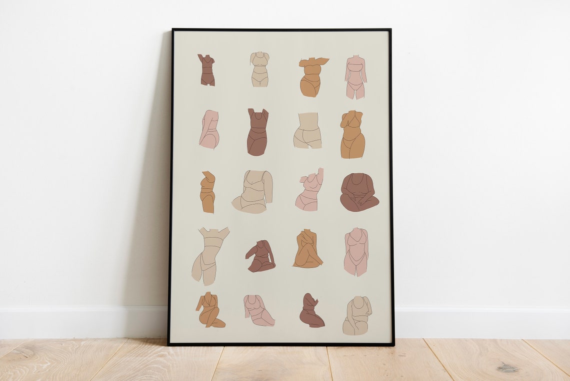 Feminist Female Body Print Feminist Art Print Body Positive Art Famale Body Print All Bodies Are Good Body Positivity Bathroom Decor