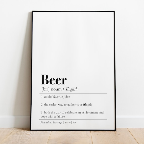 Beer Definition Art Print, Beer Wall Art