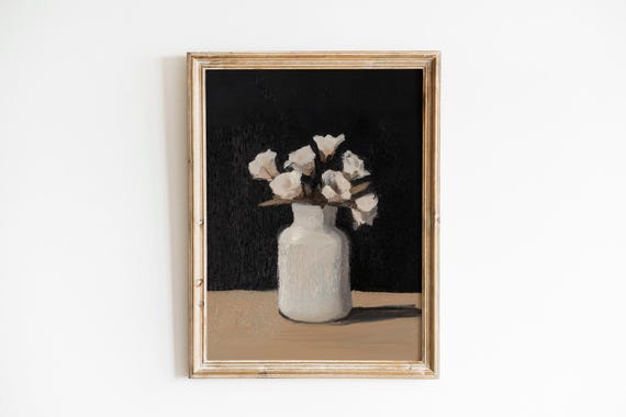 Moody Botanical Art Print, Cottagecore Floral Decor