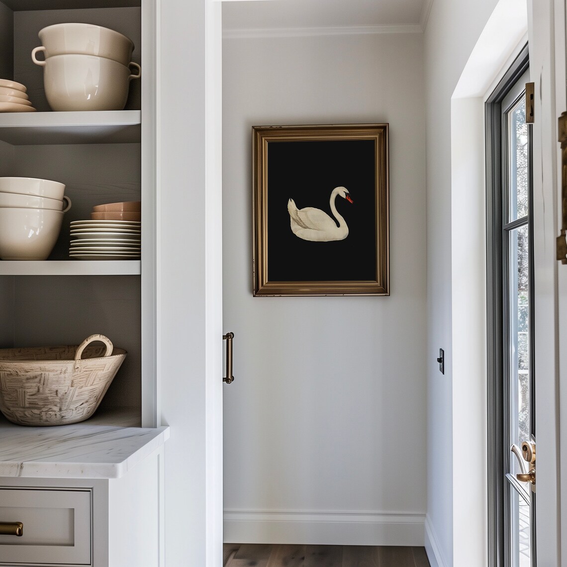 Neutral Swan Painting, Dark Academia Decor Art Print - Image 3