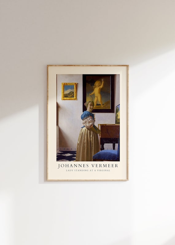 Johannes Vermeer Lady Standing at a Virginal Dutch Master Poster