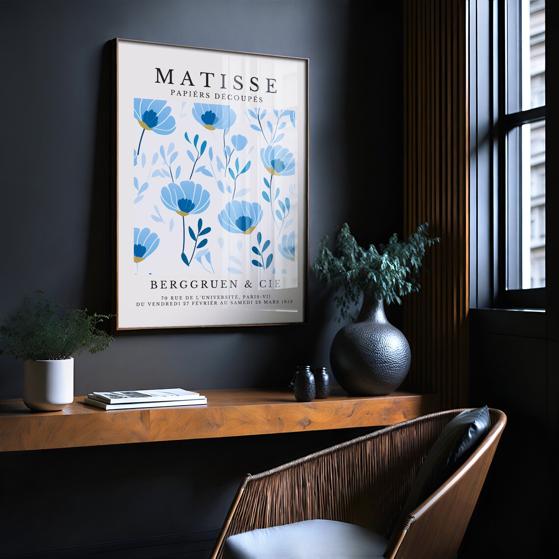 Matisse Papiers Decoupes Blue Poppies Floral Exhibition Art Poster - Image 2