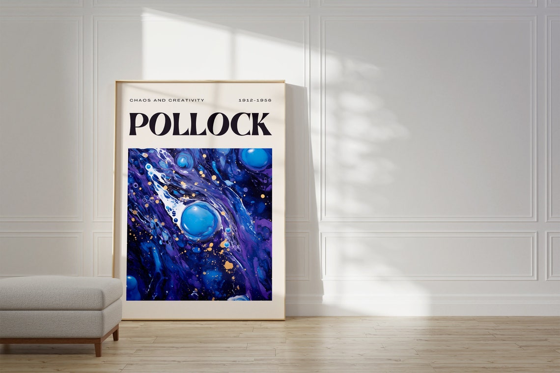 Jackson Pollock Chaos and Creativity Blue Fluid Abstract Art Poster