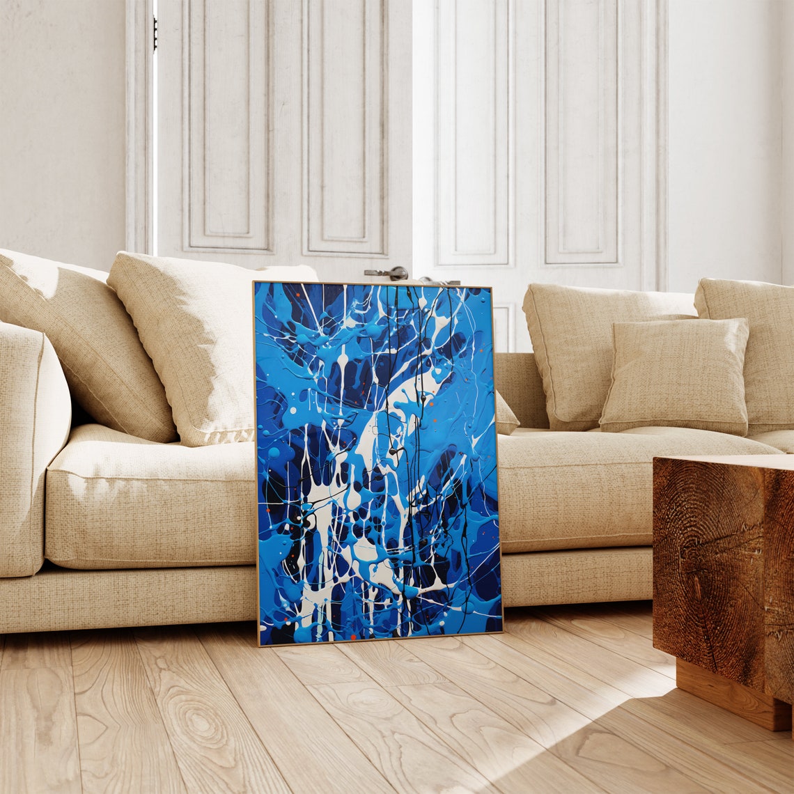 Jackson Pollock Style Cobalt Blue Drip Paint Abstract Art Poster - Image 5