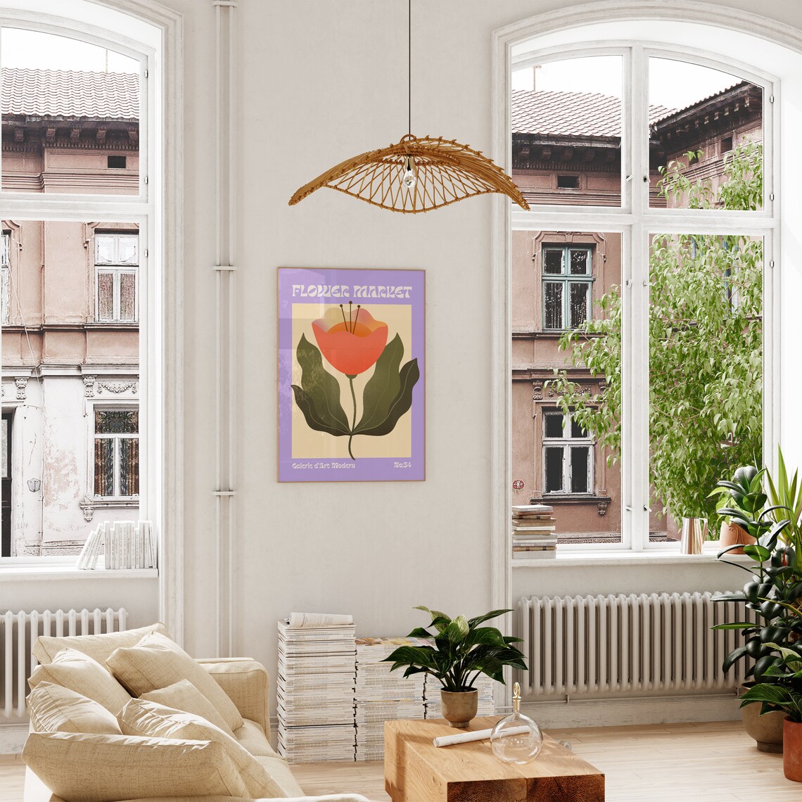 Flower Market Modern Floral Scandinavian Art Print - Image 3