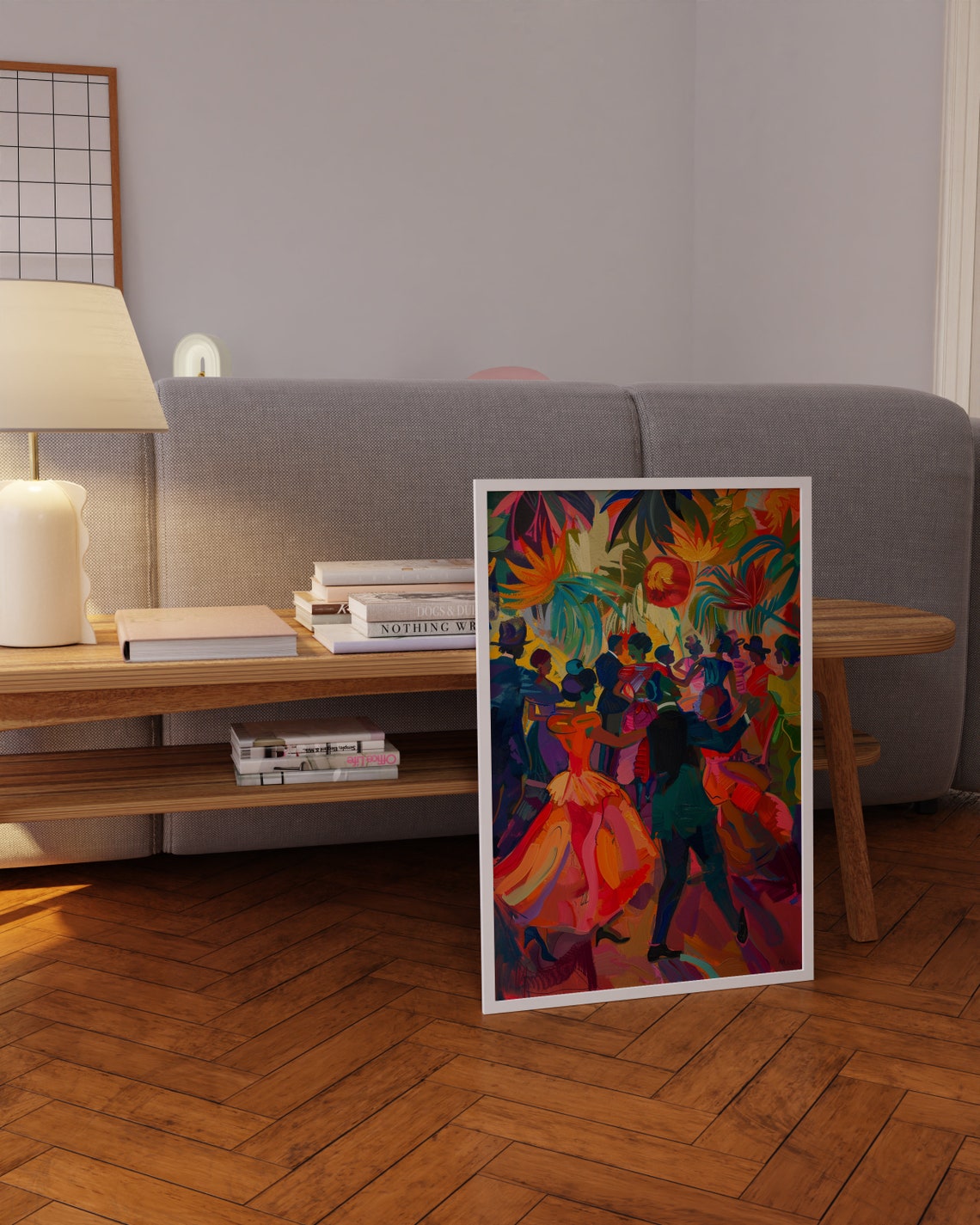 Tropical Salsa Dance Party Couples Palm Leaves Vibrant Poster - Image 3