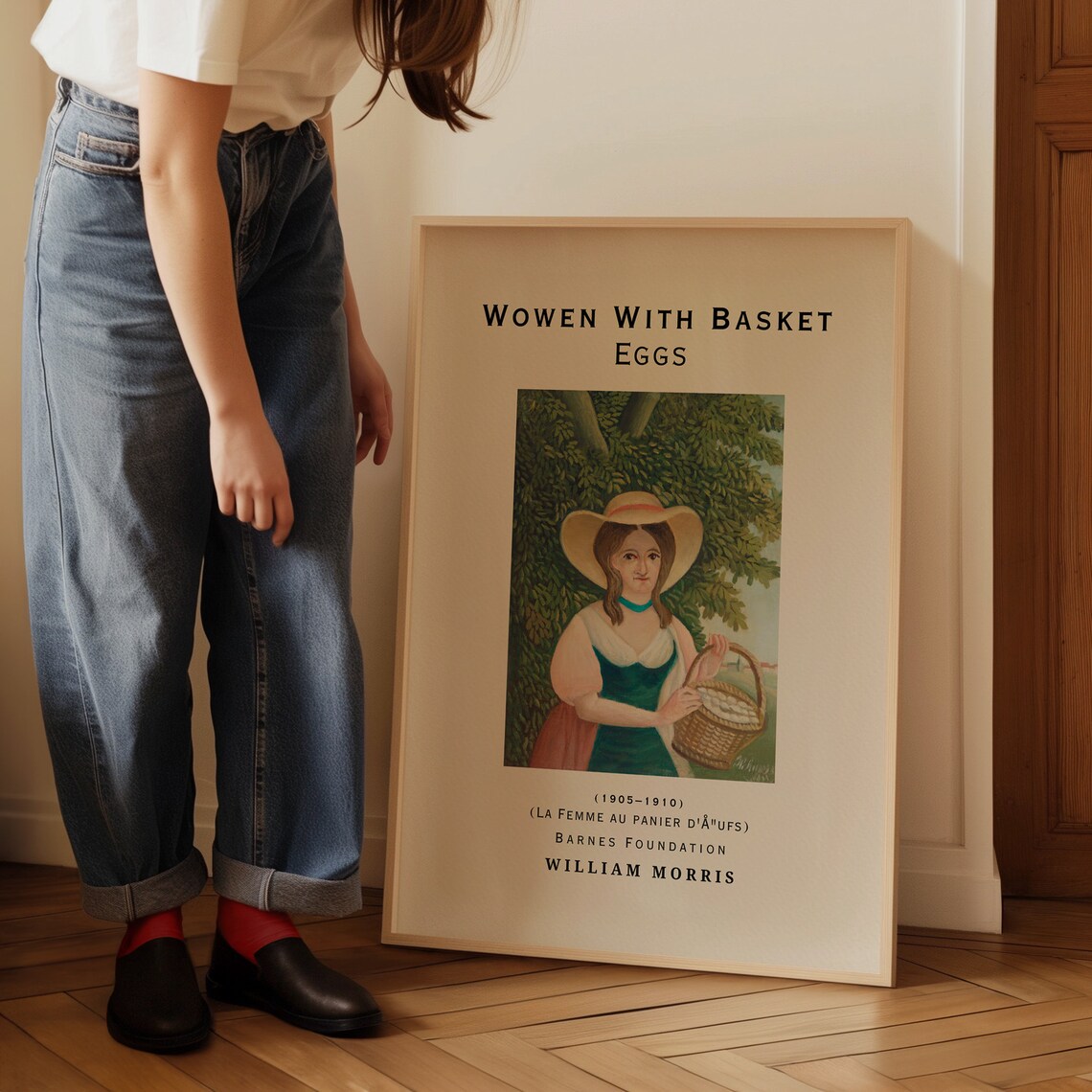 Woman With Basket of Eggs 1905 1910 Naïve Folk Portrait Poster - Image 3