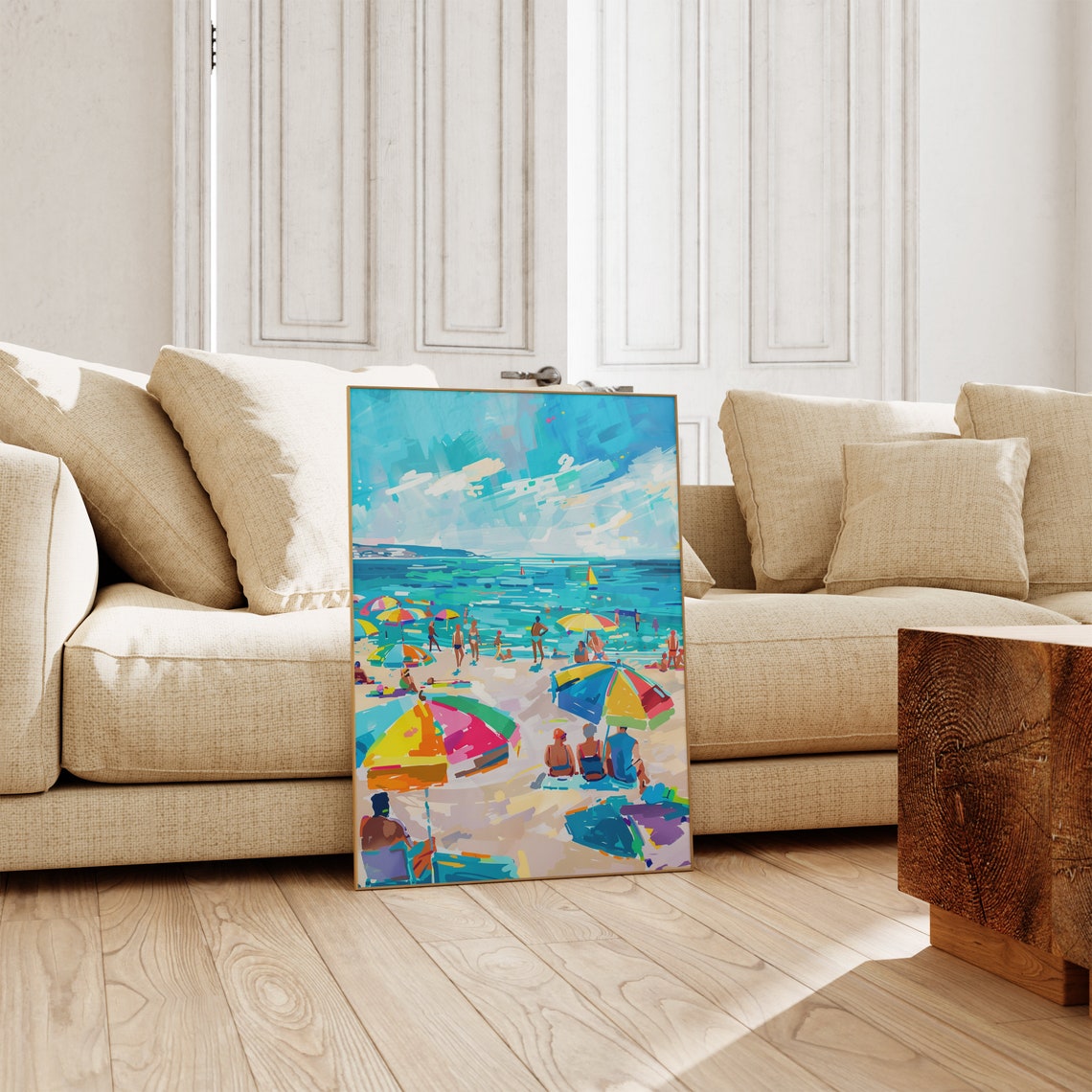 Summer Beach Vacation Umbrellas Swimmers Turquoise Sea Poster - Image 5