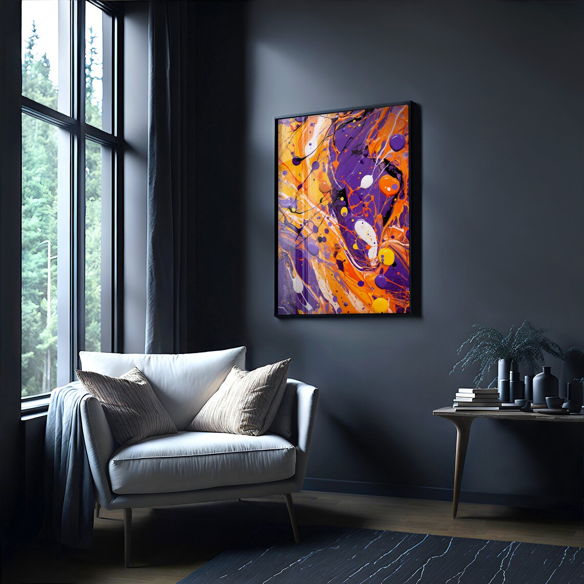 Jackson Pollock Style Purple Orange Drip Painting Abstract Art Poster - Image 4