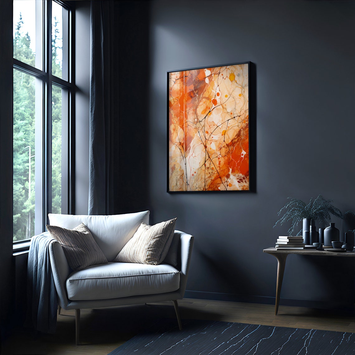 Jackson Pollock Style Amber Marble Vein Fluid Abstract Art Poster - Image 4